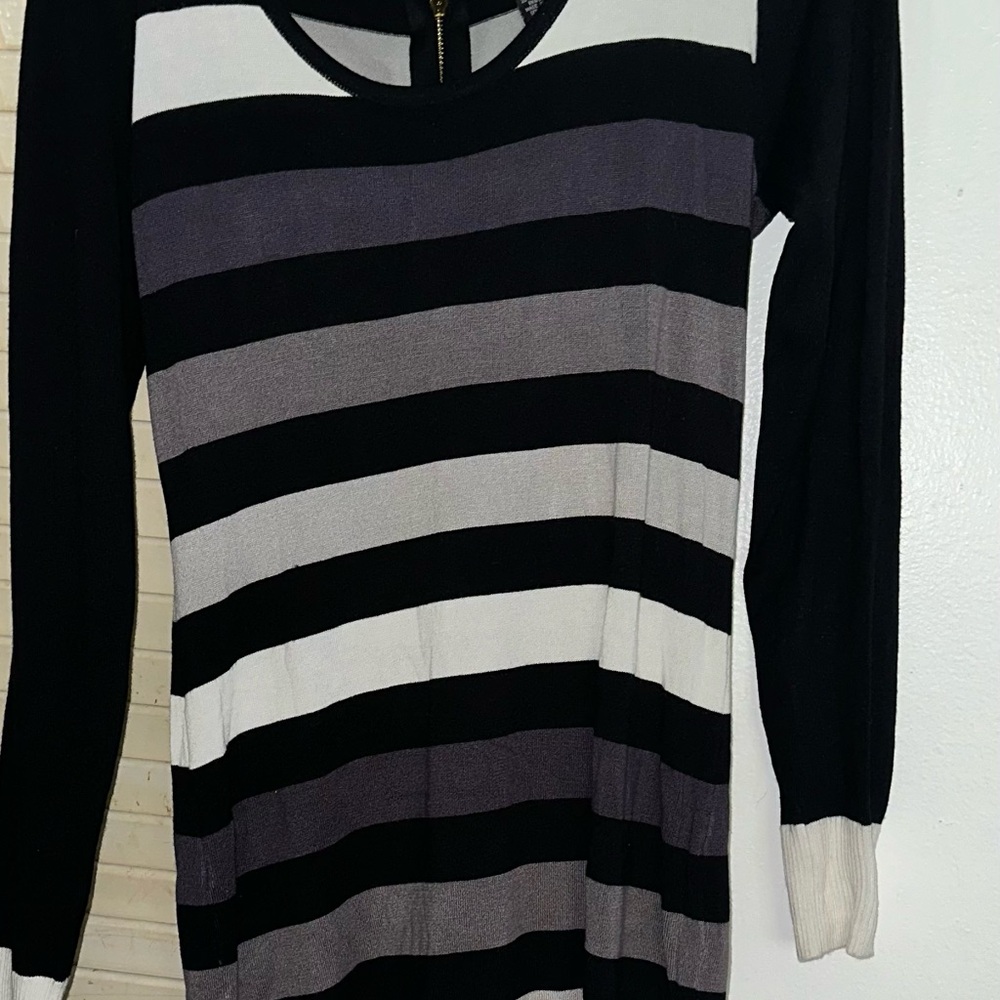 Say What? Black and Gray Striped Dress